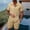Khaki, variant on Men 2 Piece Matching Summer Outfit Stripe Texture Short Sleeve Button Up Shirt and Shorts Casual Vacation Set
