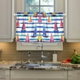 thumbnail image 2 of Yayeee Kitchen Curtains Tier Pair Light Filtering 27"x36" Rod Pocket Short Cafe Window Panel, Blue Hand Drawn Sailboats, 2 of 7