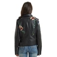 thumbnail image 4 of Giolshon Womens Faux Leather Casual Short Jacket Fashion Moto Bike Floral Coat for Spring and Fall, 4 of 7