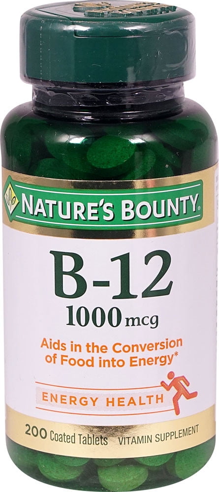 Natures Bounty Vitamin B-12 -- 1000 Mcg - 200 Coated Tablets - Walmart.com