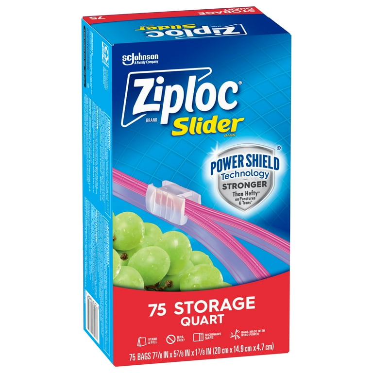 Ziploc® Brand Stand & Fill Slider Storage Bags, Power Shield