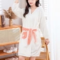 thumbnail image 4 of Kaemgyyd Robes for Women Fluffy Fuzzy V Neck Bath Robe Knee Length Bathrobe Bow Front Ladies Outfits（White,One Size）, 4 of 7