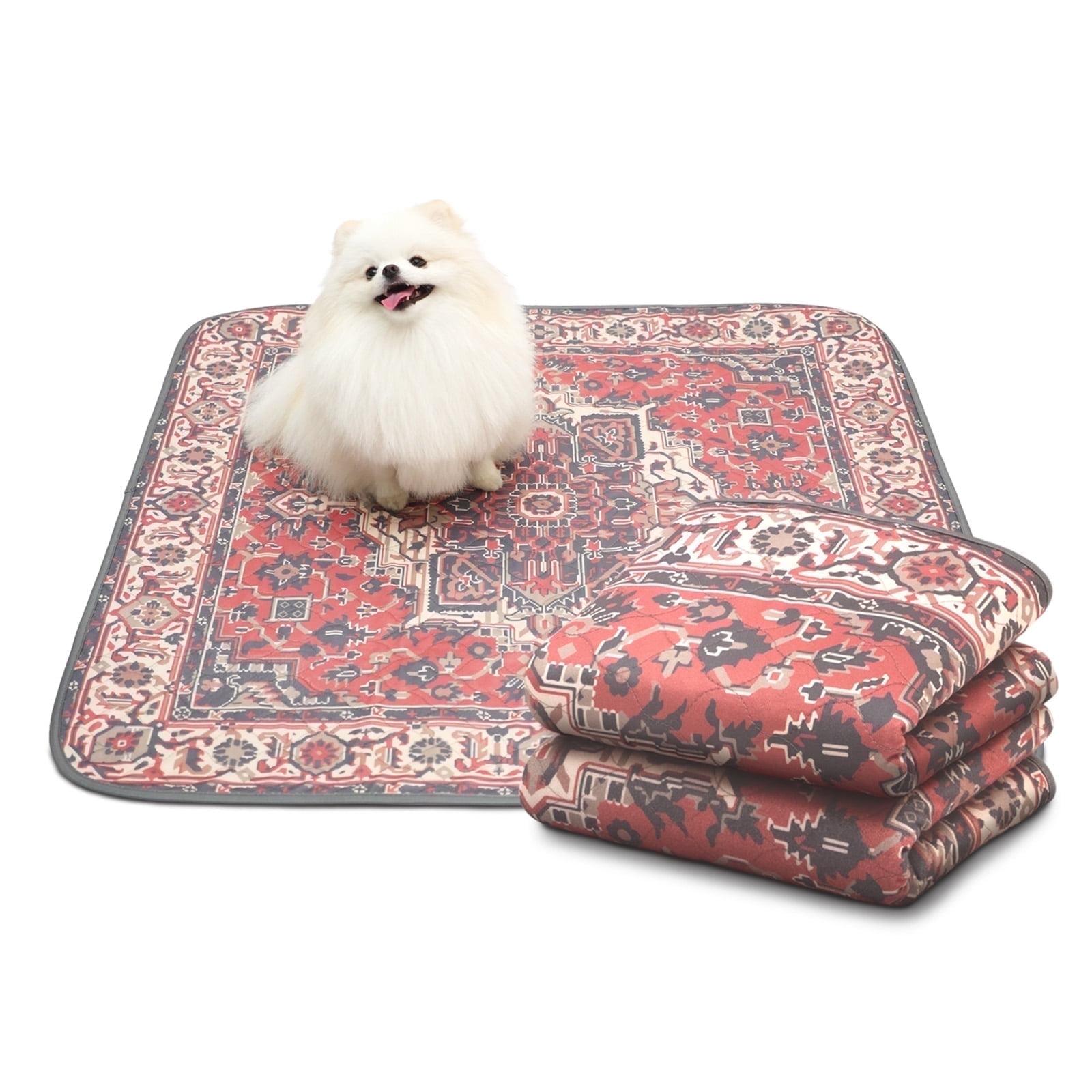 Paw Inspired Washable Dog Pee Rugs Washable Pee Pads 36x36” (2 Pack) | Reusable Puppy Pads for Potty Training, Whelping, Waterproof Mat | Leakproof, Non-Slip Liner (Persian)