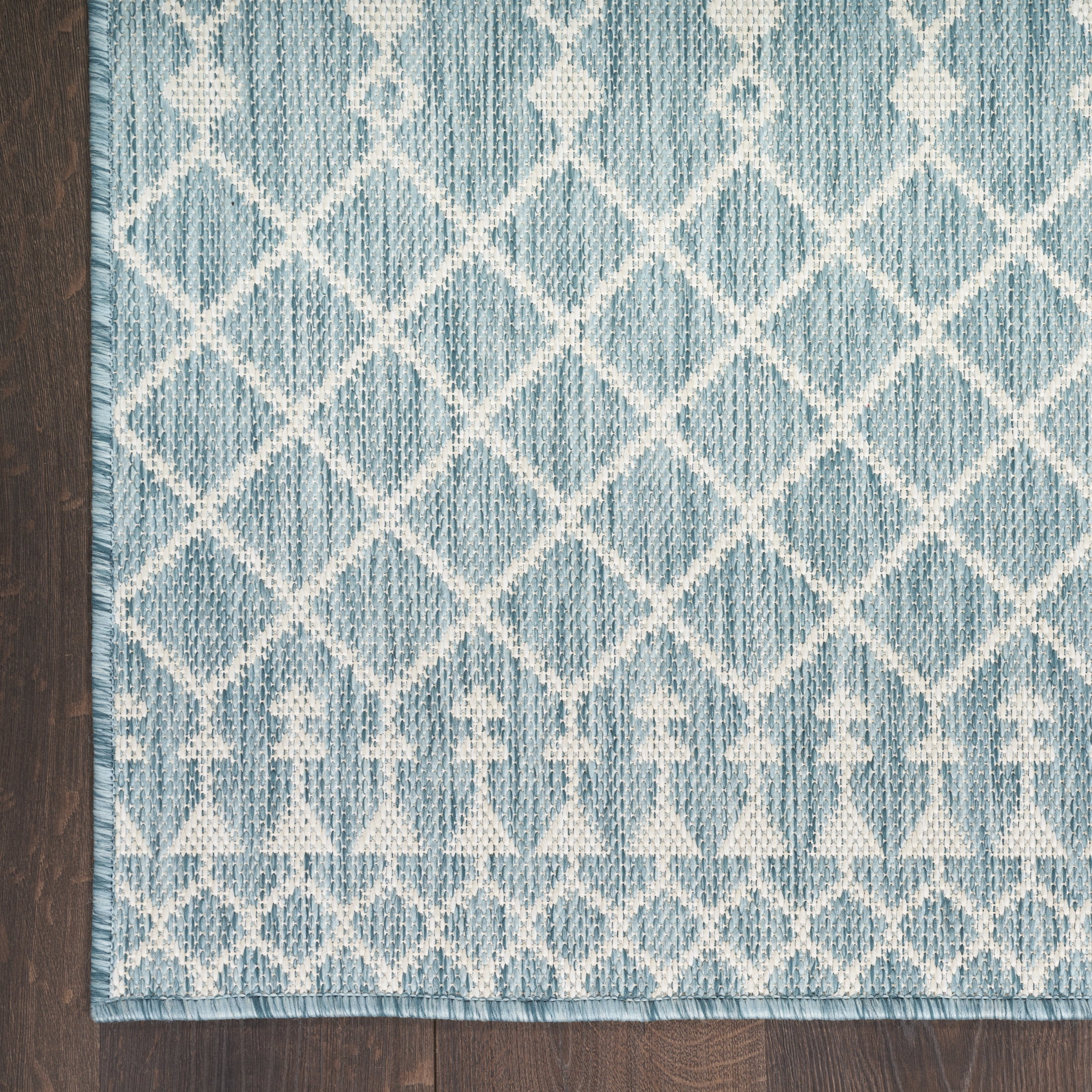 Nourison Positano 2'2" x 12' Aqua Modern Rug