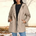 thumbnail image 2 of Miluxas Women Winter Padded Cotton-Padded Button Jacket Long Sleeve Hooded Cotton-Padded Jacket Outdor Warm Coat with Pockets Khaki XL(XL), 2 of 5