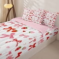 thumbnail image 3 of Homewish Bowknot Kids Zipper Twin Comforter Sets with Fitted Sheet and 2 Pillowcases, Strawberry Print Zipper Bedding Set, Black Reversible, Pink Reversible, 4 Pieces, 3 of 6