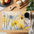 thumbnail image 2 of Placemat Set of 6 Spring Pastoral Placemats for Dining Table Watercolor Flowers Dragonfly Washable Table Mats for Kitchen and Party Decor Indoor & Outdoor Use, 2 of 8
