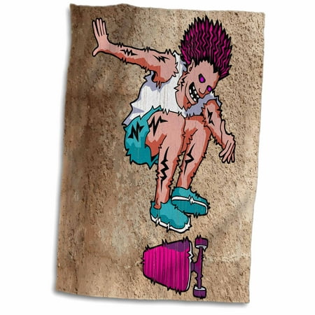 3dRose skateboard trick, freakin hardflip, done by a freaked skateboarder, stucco background - Towel, 15 by