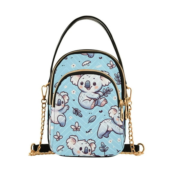 joogoo Women Cartoon Koala with Leaf Chain Crossbody Bags Shoulder Handbag Phone Purse