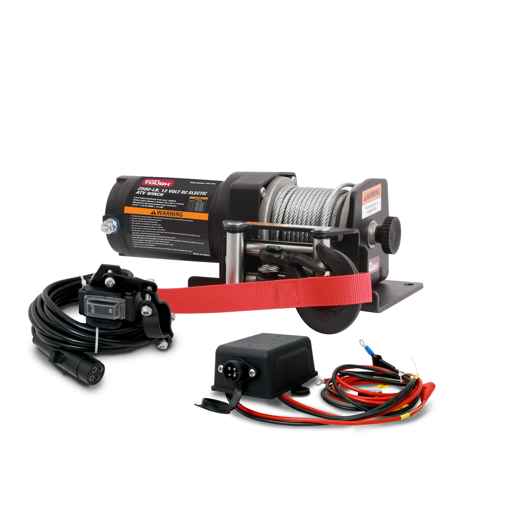Hyper Tough 2500 lb 12V DC Electric ATV Winch with 50ft. Steel Rope and