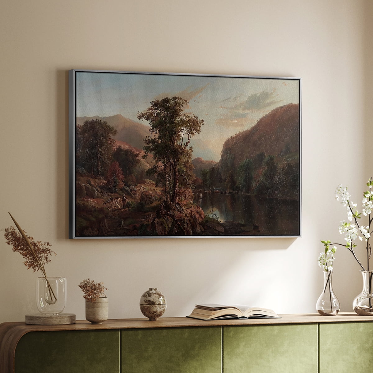 Vintage Landscape-CCCXXX By Wexford Home Framed in Silver Wood Gallery Wrapped Canvas 25 in. x 37 in.