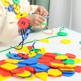 thumbnail image 4 of 70 piezas de juguete Montessori para enhebrar cordones - Cuentas grandes con forma geométrica para manualidades infantiles, actividades preescolares y juguetes de guardería - Materiales de aprendizaje, 4 of 6