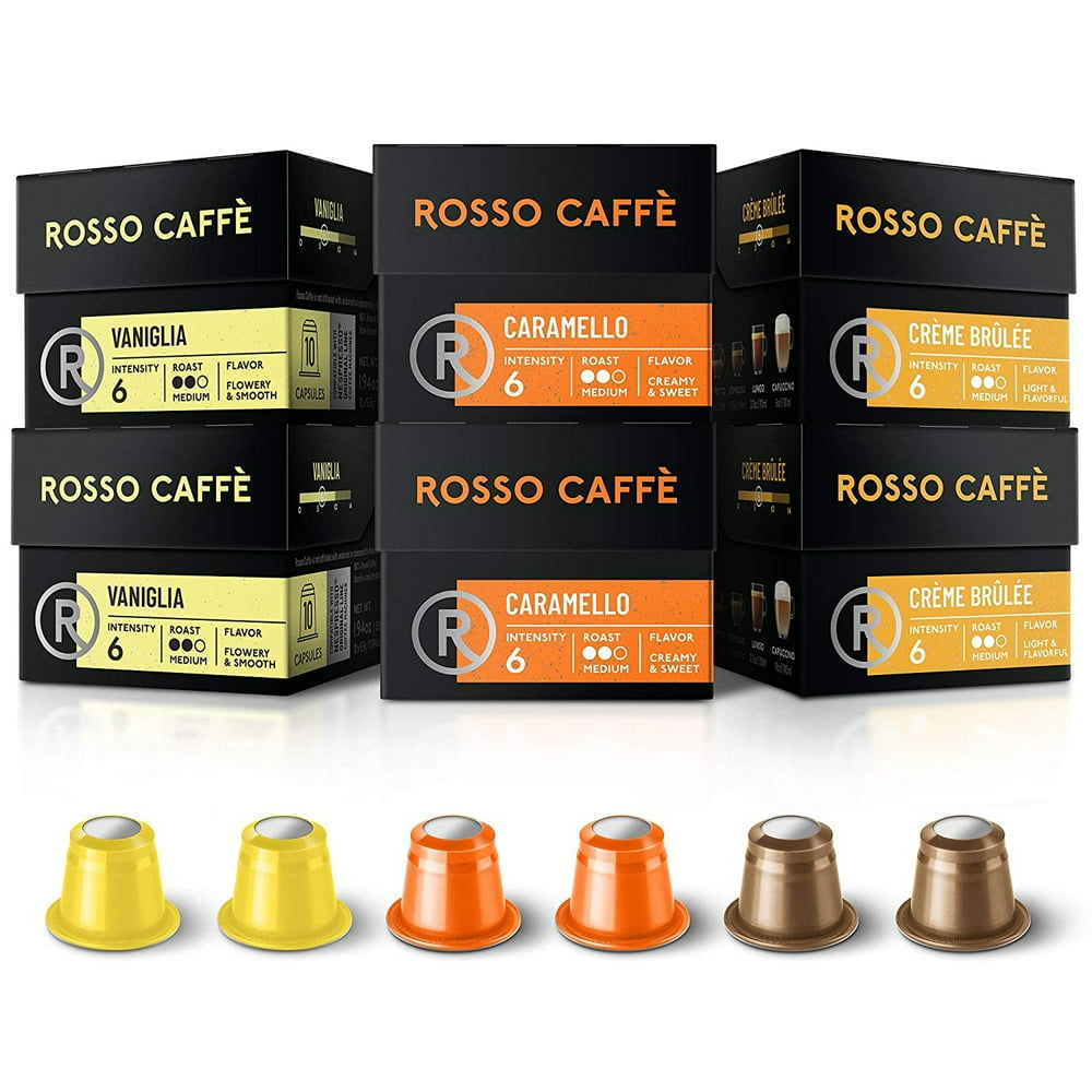 Rosso Coffee Pods Nespresso Original Machine, Extra Dark Roast Gourmet