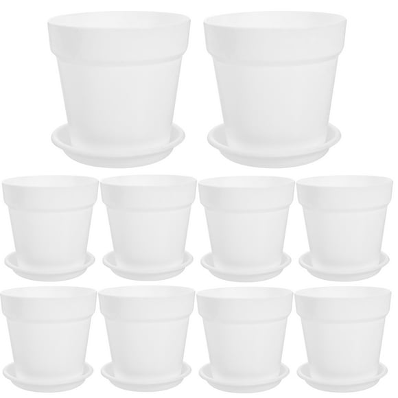 10 Sets of Durable Plastic Planter Plastic Nursery Pot Simulation Pottery Pot Desktop Bonsai Pot with Tray