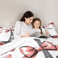 thumbnail image 5 of Homewish Red Bowtie Ribbon Full Size Comforter Sets,Paris Eiffel Tower Bedding Comforter Set,Romantic Rose Bedding Sets For Men Women,Ultra Soft Home Decor Reversible,3pcs, 5 of 8