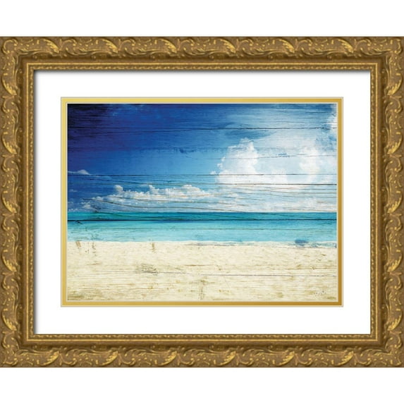 Sophie 6 18x14 Gold Ornate Wood Framed with Double Matting Museum Art Print Titled - Rustic Beach I