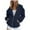 Dark Blue, variant on Long Sleeve Sweatshirt For Women Casual Comfortable Zipper Hooded Coat Solid Color Loose Everyday Style Tops Clothes With Pocket