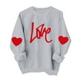 thumbnail image 2 of GuzomFashion Valentine's Day Love Graphic Gray Crewneck Sweatshirt for Women - Oversized 100% Polyester Heart Accents Casual Everyday Wear,Size S, 2 of 5