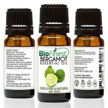 BioFinest Bergamot Oil - 100% Pure Bergamot Essential Oil - Premium Organic - Therapeutic Grade - Best For Aromatherapy - Relieve Cold - Reduce Headache - FREE Essential Oil Guide
