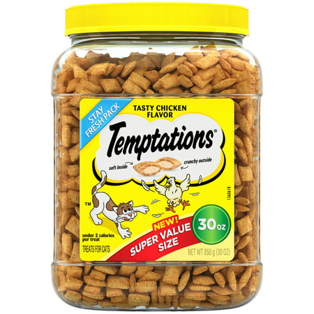 TEMPTATIONS Classic Cat Treats Tasty Chicken Flavor, 30 oz. Tub (Super Value (Best Cat Treats For Teeth)