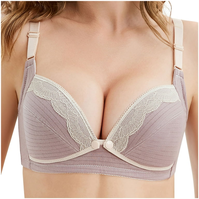 Comfortable Bras for Women Women's Comfortable and Sexy Gathering Front  Buckle Without Steel Ring Large