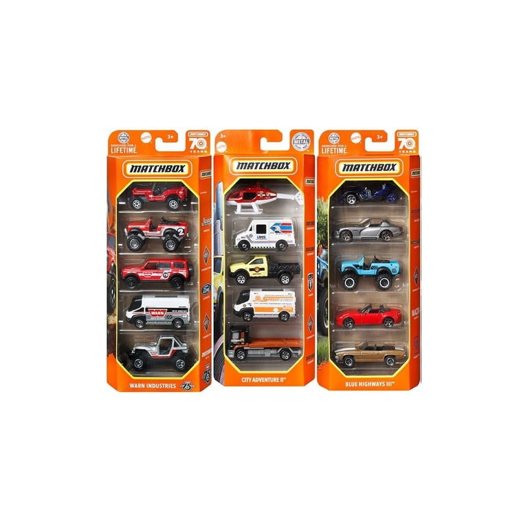 Matchbox Set of 15 Toy Cars and Trucks with 3 Themed 5-Packs of 1