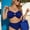 Blue, variant on Top-kevin Womens Plus Size Bikini Set - Tummy Control, High Waisted 2 Piece Swimsuits Bathing Suits
