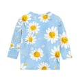 thumbnail image 6 of JTSRKL Kids Girls 3/4 Length Sleeve Tops Cute Daisy Pattern Print Fall Crewneck Graphic T-Shirts Loose Lightweight Comfy Pullover Blouse Blue 5-6 Years, 6 of 6