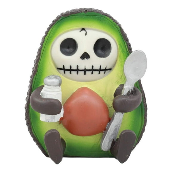 Ebros Gourmet Furrybones HASS Avocado Figurine Small 2.75 Inch Furry Bones Skeleton Decor Statue