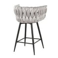 thumbnail image 4 of Lumisource Braided Renee Contemporary Counter Stool in Black Steel and Silver Velvet - Set of 2, 4 of 7