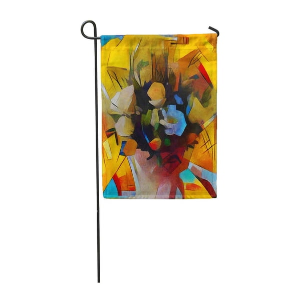 SIDONKU Floral Bouquet Abstraction in The Modern of Kandinsky Executed Garden Flag Decorative Flag House Banner 12x18 inch