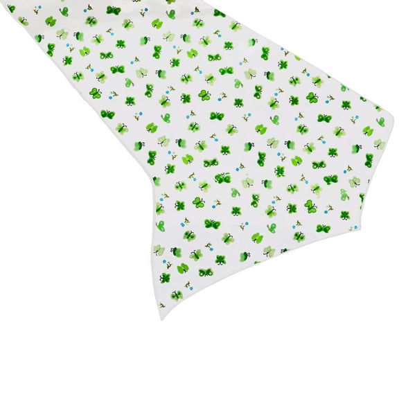 Cotton Print Table Runner Floral Butterfly Green