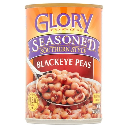 (6 Pack) Glory Foods Seasoned Southern Style Black-Eyed Peas, 14.5