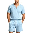 thumbnail image 3 of Zenithor Men's 2 Piece Cotton Linen Sets Summer Short Sleeve Button Placket Shirt and Shorts Casual Outfits for Beach Vacation XS-3XL, 3 of 6
