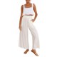 thumbnail image 2 of VISgogo Pantalones de Pierna Ancha con Volantes para Mujer, Pantalones de Color Sólido de Cintura Alta Sueltos Casuales de Verano VISgogo  moda, 2 of 9