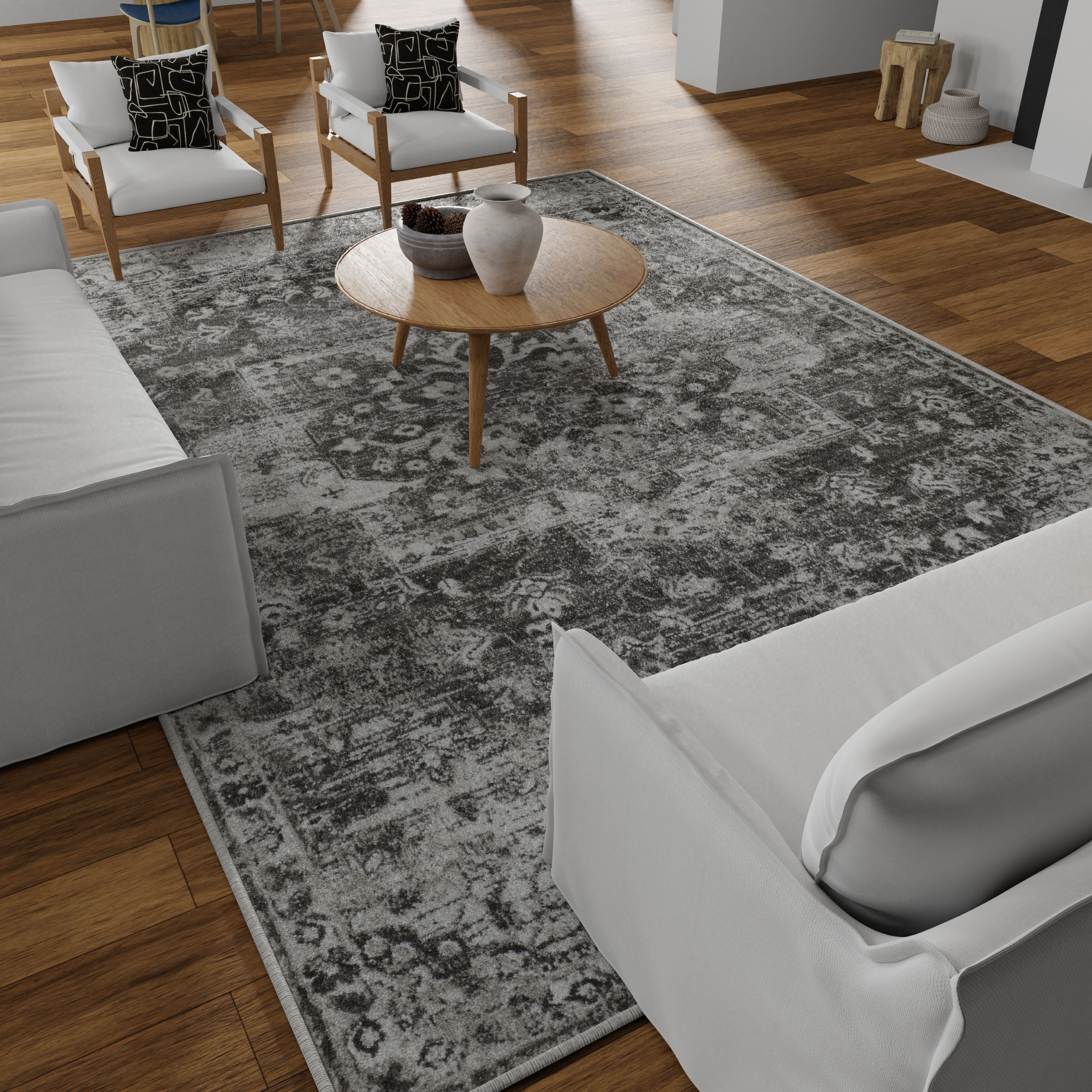 Loomaknoti Rhane Alemern 4' x 6' Gray Oriental Indoor Area Rug