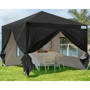 Quictent Privacy 10’x10’ Pop up Canopy Tent Enclosed Instant Gazebo Shelter with Sidewalls and Mesh Windows Waterproof (Black)