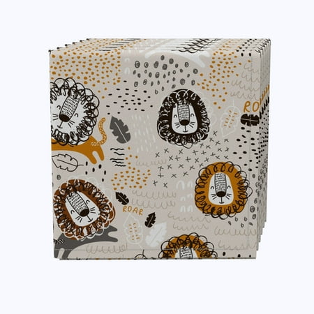 

Fabric Textile Products Inc. Napkin Set of 4 100% Cotton 20x20 Doodle Lions - 20 x 20
