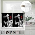 thumbnail image 2 of Abstract Skull Skeletons Rose Curtain Tier and Valance Set 3 Piece, Human Bone Black White 3-inch Rod Pocket Window Tier Curtains Valance for Kitchen Living Room, 2 of 9