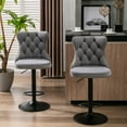 thumbnail image 2 of Velvet Bar Stools Set of 2, Swivel Counter Height Barstools with Back, Adjustable Bar Chairs with Black  Base, Modern Upholstered Kitchen Island Stools for Home Bar Dining Room Kitchen Island, Gray, 2 of 8