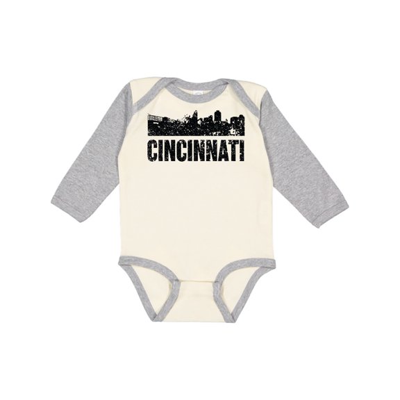 Inktastic Cincinnati Skyline Grunge Boys or Girls Long Sleeve Baby Bodysuit