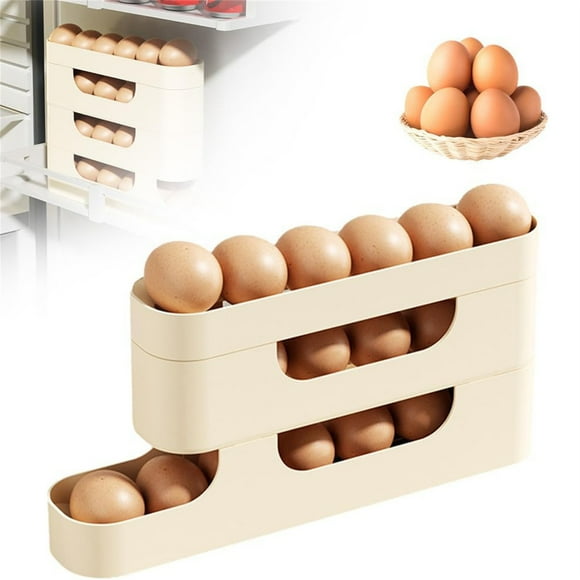 Lloopyting One Piece Slide Egg Storage Box Clearance! Slide Type Egg Storage Box Three Layers Egg Dispenser For Refrigerator,Kitchen Decor,Kitchen Essentials,Kitchen Gadgets,Kitchen Utensils