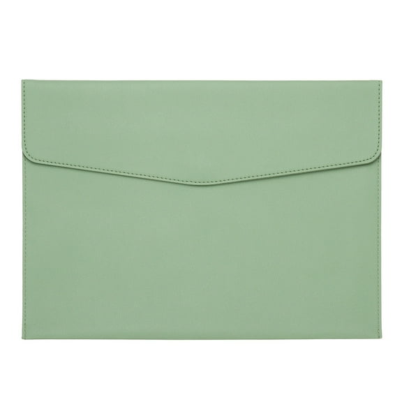 Uxcell PU Leather A4 File Folder, Document Holder Filing Organizer Portfolio Envelope Folder Case with Snap Closure Style 2 Green