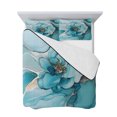 thumbnail image 7 of Teal Floral Marble Twin Size Down Alternative Comforter, Lightweight Comforter Quilt Bedding Set with Pillow Shams Modern Abstract Ink Painted Art All Seasons Bed Comforter Duvet Insert 68"x86", 7 of 7