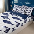 thumbnail image 3 of meiyoeat Cute Ocean Pike Fish Zipper Full Size Comforter Sets with Fitted Sheet and 2 Pillowcases for Girls Boys Girls, Cartoon Line Animal Zipper Bedding Set, Blue Reversible, 4 Pieces, 3 of 7