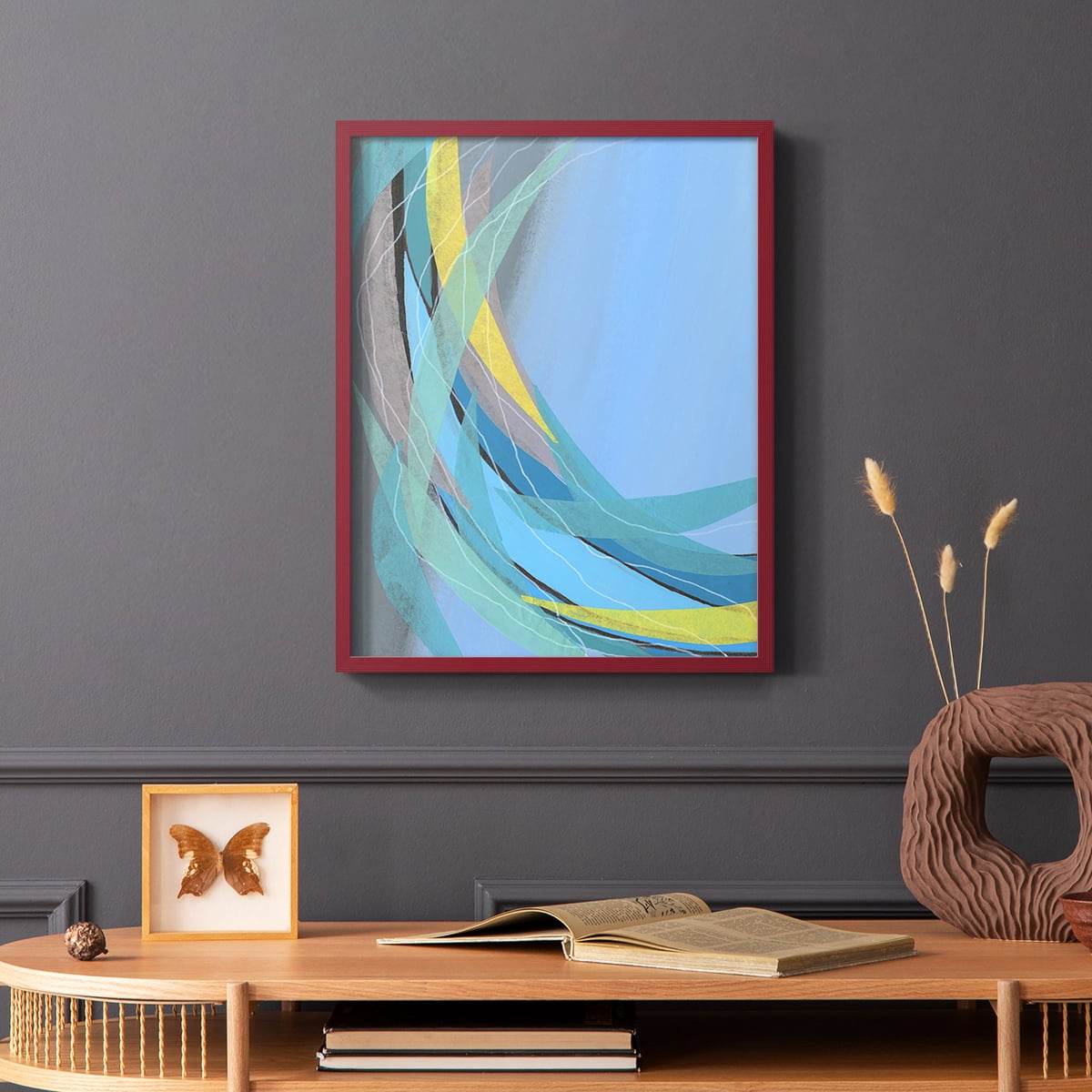Circulating Flow I Framed Print in Red Solid Wood Framed Print No Nail Hanging