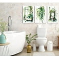 thumbnail image 3 of 3Pcs Framed Botanical Bathroom Wall Art Sage Green Leaves canvas Posters Print Funny tropical green plants wall Decor pictures Home Bathroom Decoration, 3 of 6