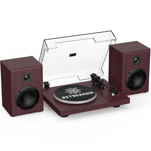 Tocadiscos RetroAudio de vinilo retro con parlantes de 24 W y Bluetooth