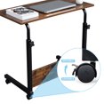 thumbnail image 4 of 31.5'' Removable Side Table with Wheels, Rectangular Adjustable Height Table with Baffle, Steel Frame Table for Home, Office, Small Space, Brown, 4 of 8
