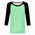 thumbnail image 5 of Towmus Womens Plus Size Tops 3/4 Sleeve Crew Neck Casual Tunic Tops Patch Color Dressy Blouses Summer Shirts, 5 of 6